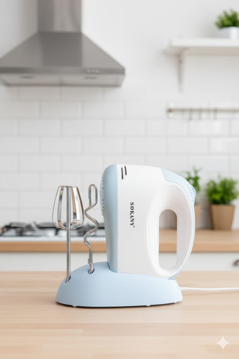 Batidora con Base Celeste| SK-6625| Potencia compacta| control total| 300W|