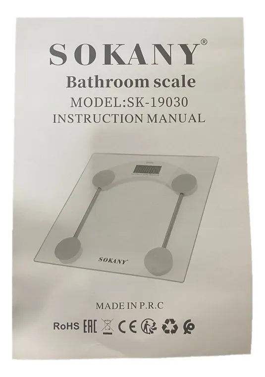 Balanza Digital Sokany | Peso Corporal Transparente | Báscula Blanca | Sokany Costa Rica