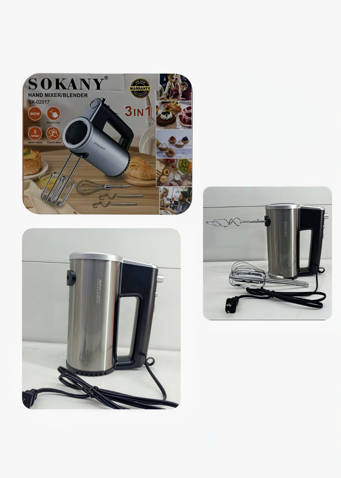 batidora de mano 3 en 1 sk-02017 (800w)