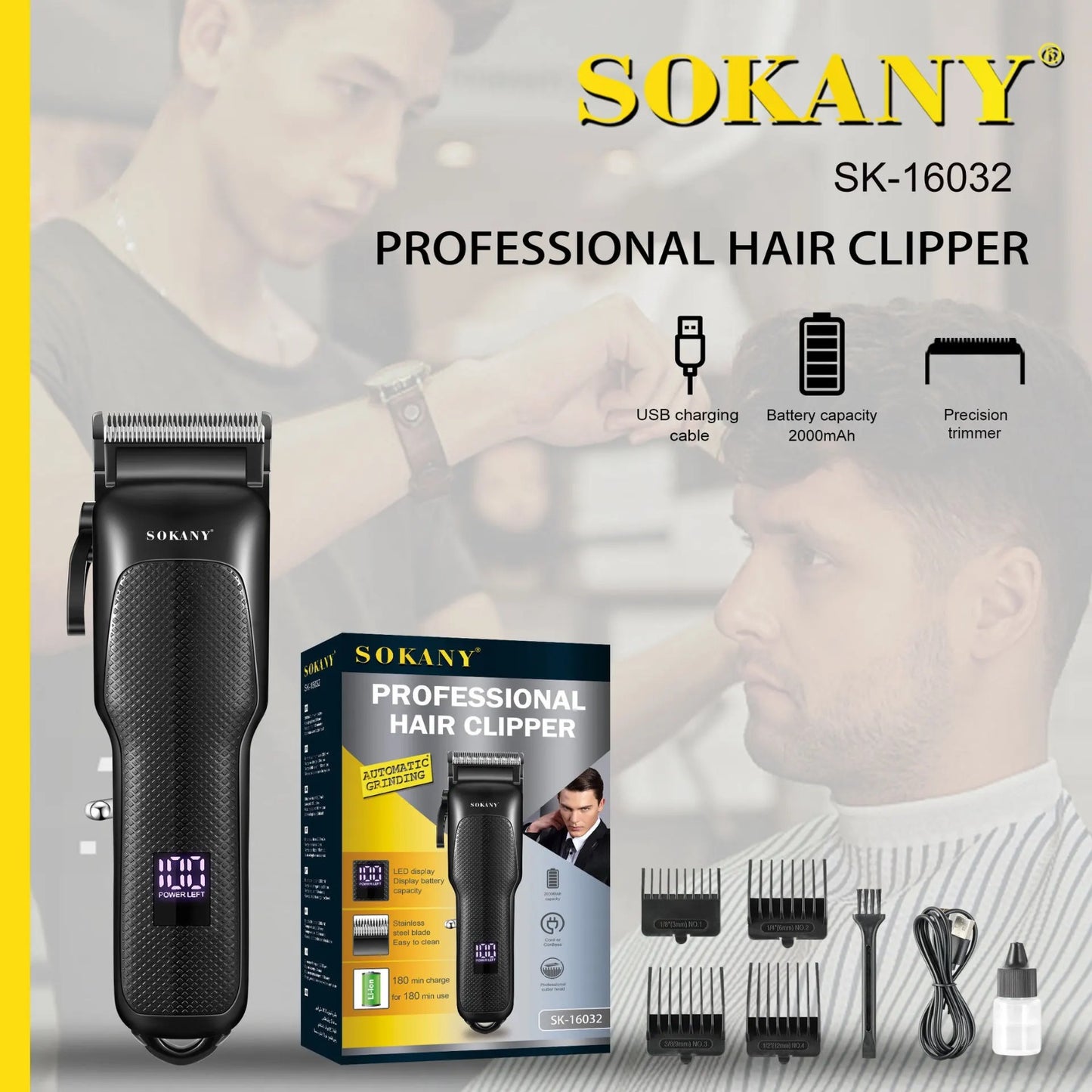 Máquina de Corte de Cabello Profesional Sokany SK-16032 | Sokany Costa Rica