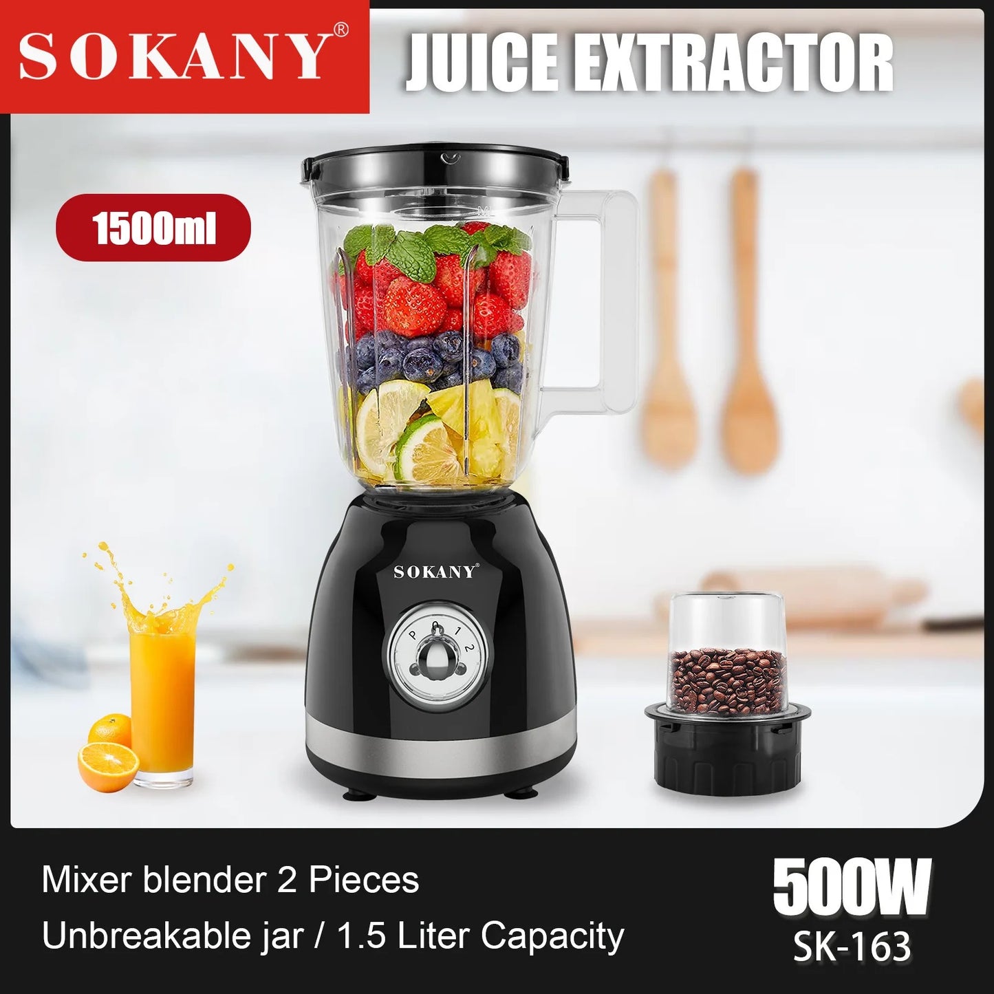licuadora 2 en 1 /SK-163 / /500W/