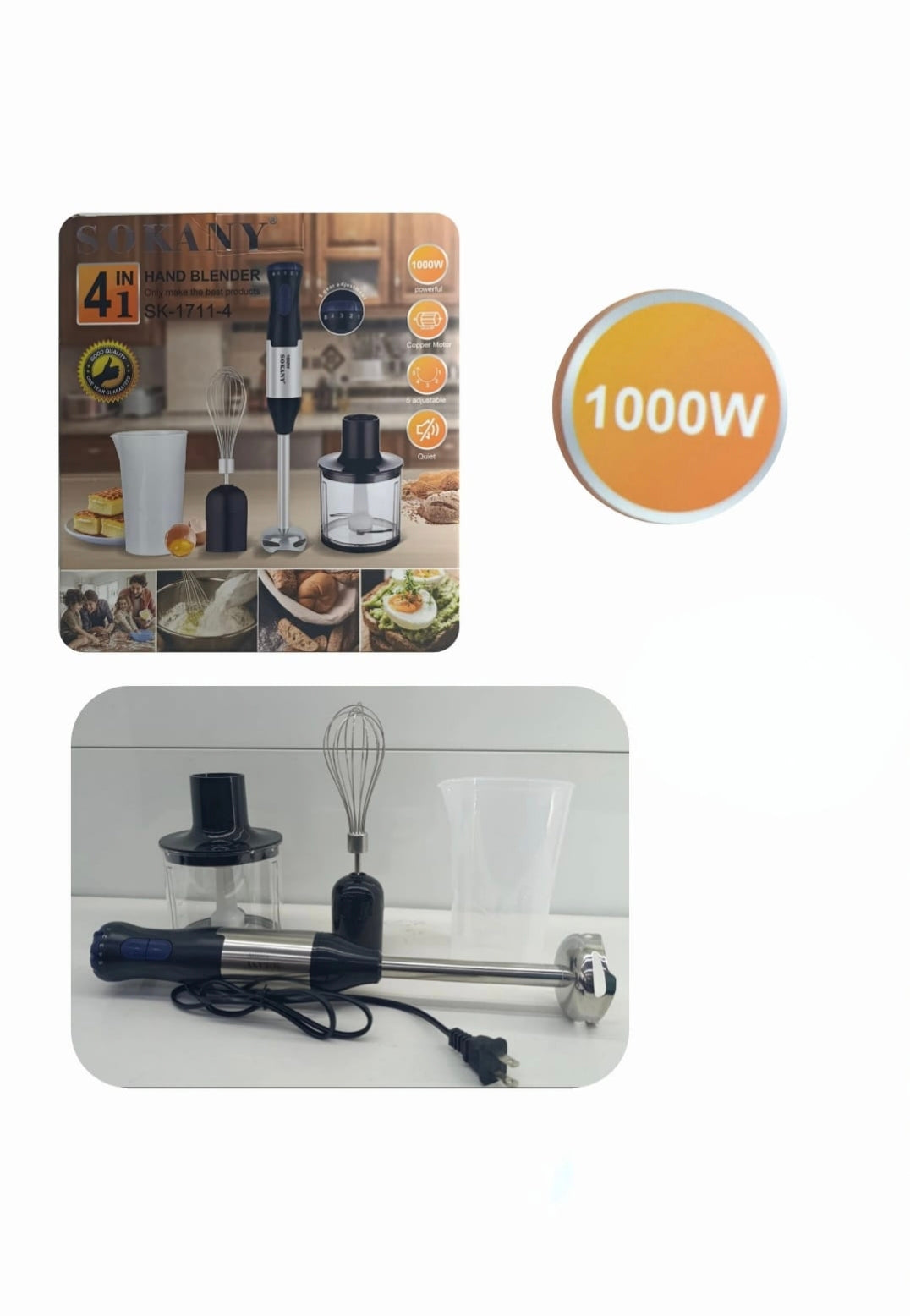 batidora de mano sk-1711-4 (1000w)