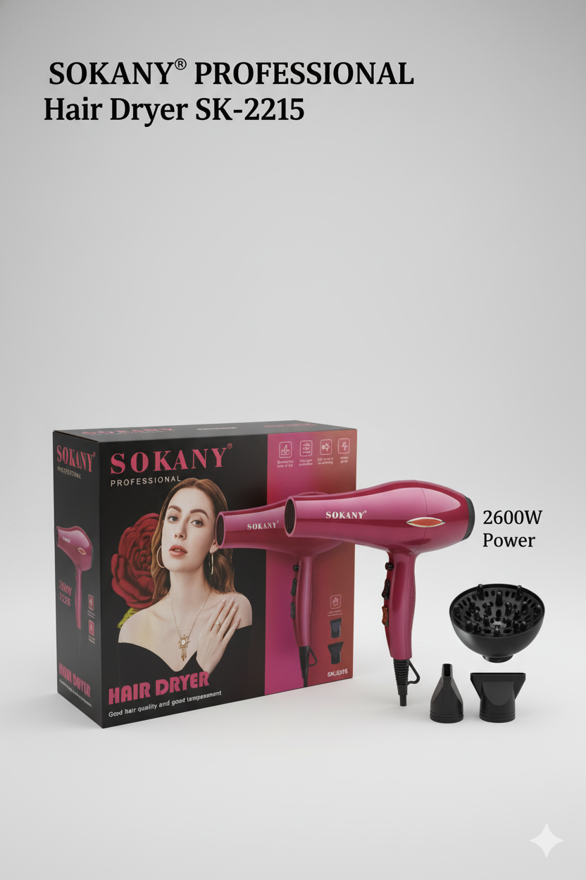 Secadora de Pelo Profesional |SK-2215|Potencia| control | acabado de salón| 2600w|