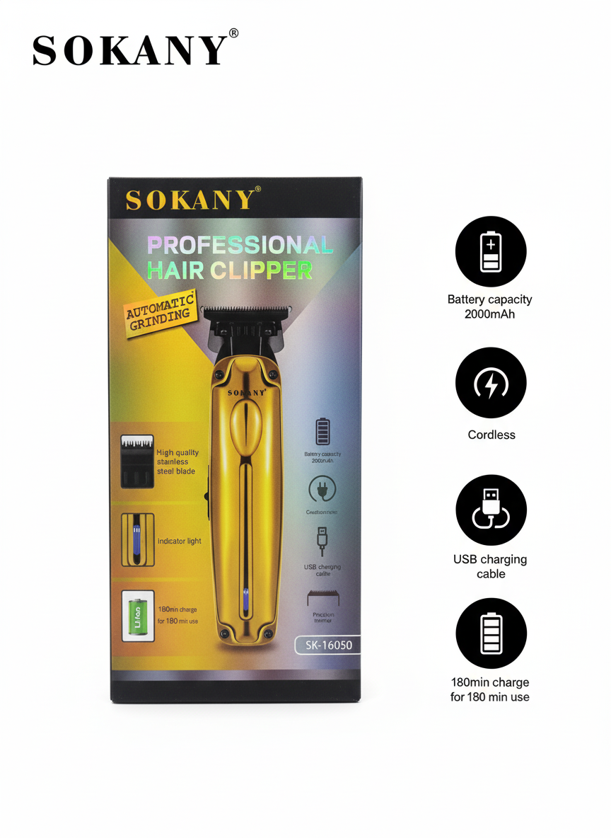 Afeitadora Profesional Sokany| SK-16050| 8w| 2000mAh| recargable|