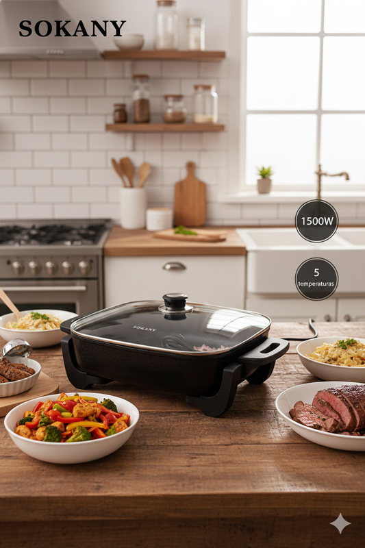 Sartén Eléctrico |SK-2005| Versatilidad| potencia |cocción perfecta| 1500w|