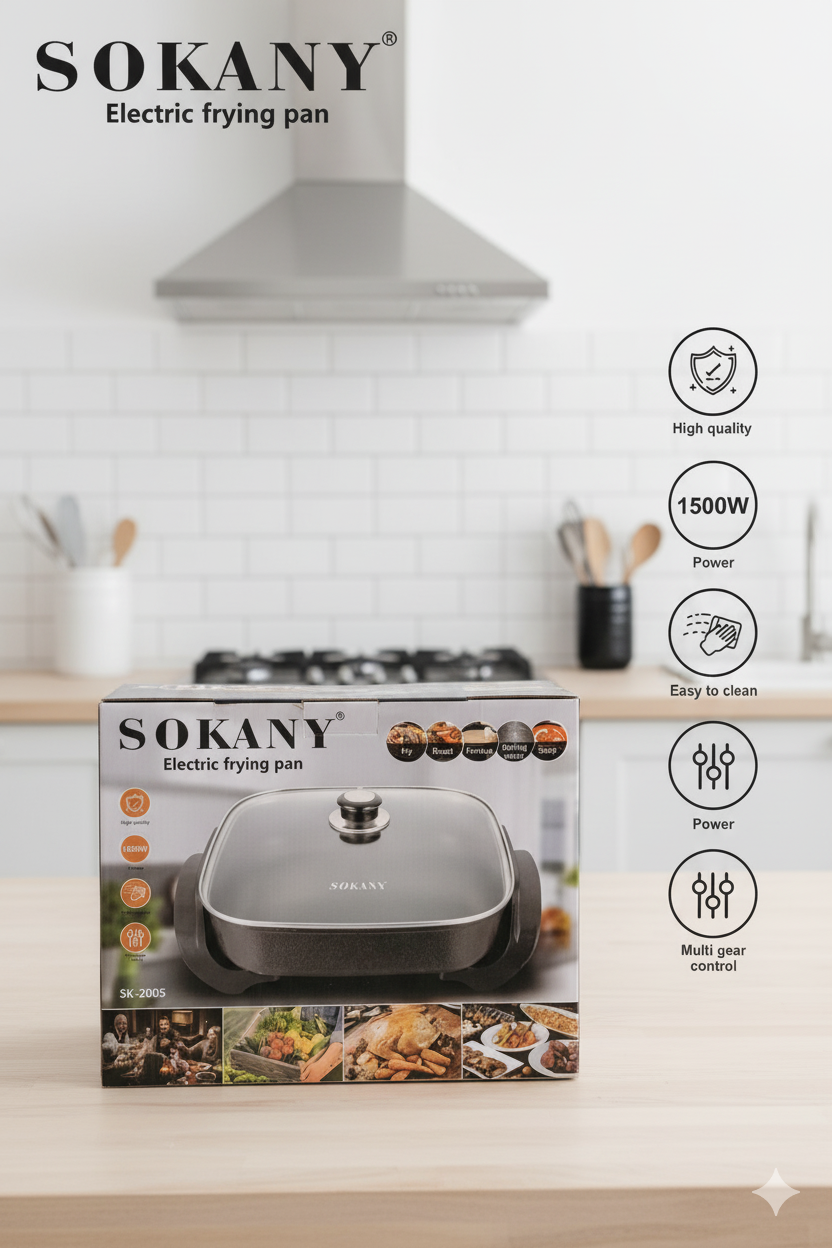 Sartén Eléctrico |SK-2005| Versatilidad| potencia |cocción perfecta| 1500w|