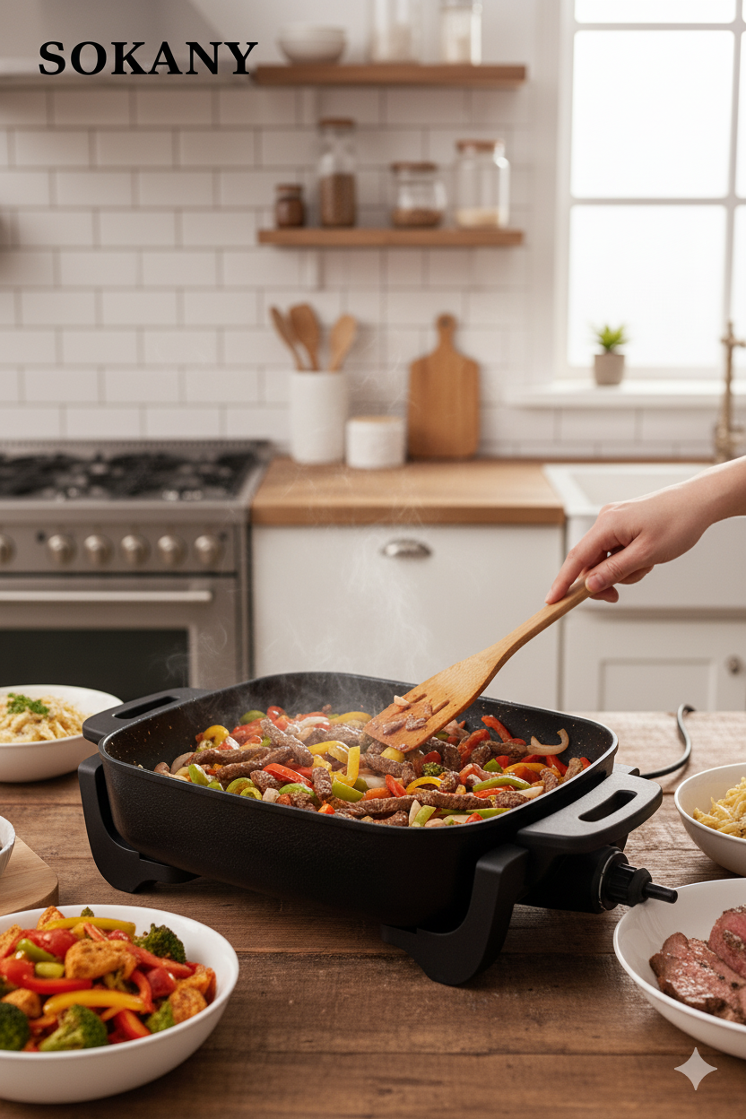 Sartén Eléctrico |SK-2005| Versatilidad| potencia |cocción perfecta| 1500w|