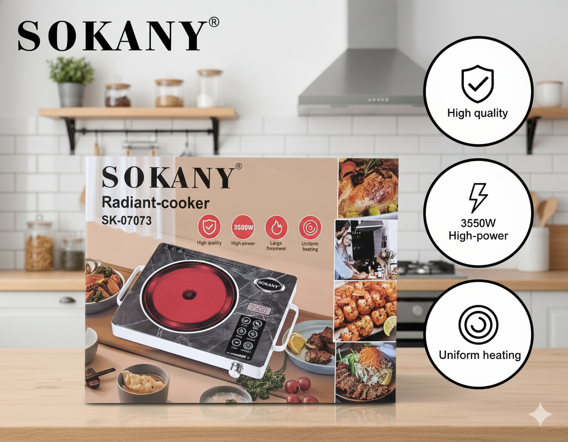 Cocina Infrarroja| Sokany SK-07073| Alta potencia| eficiencia | cocción inteligente| 3500w|