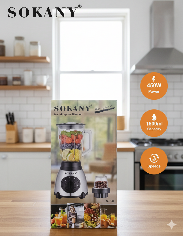 Licuadora Sokany |SK-144| 450w | 3 velocidades | 1.5 litros |