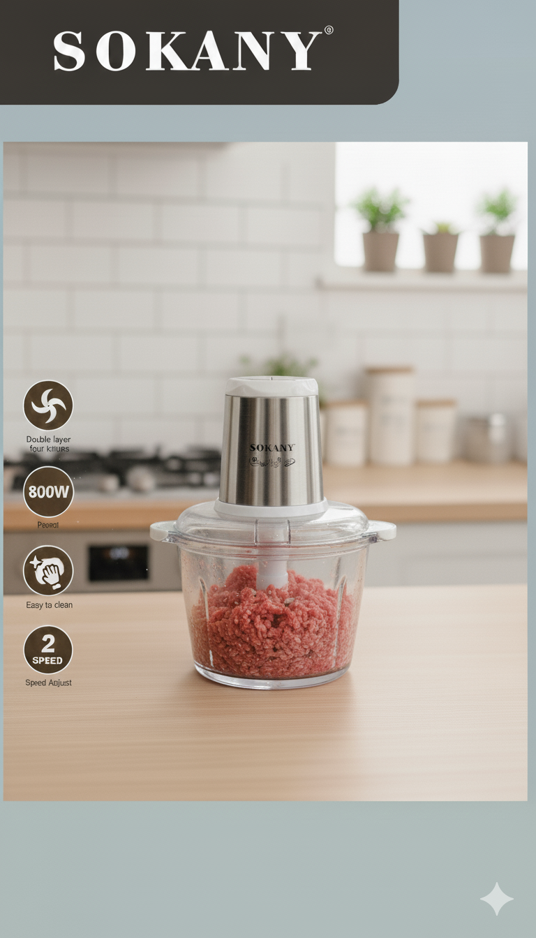 Procesadora de Alimentos Sokany | SK-YM-7034| 800w | 2 velocidades | 3 litros |