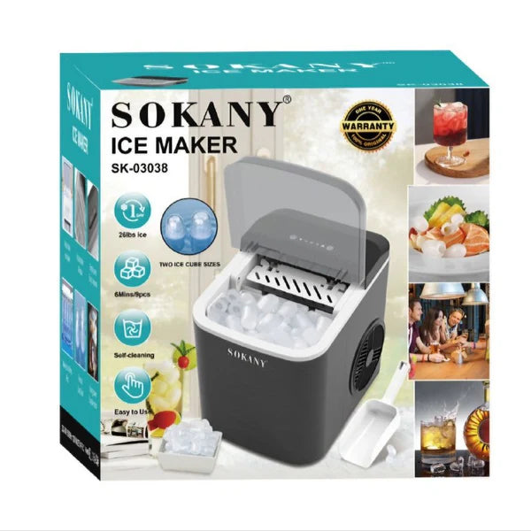 Máquina Trituradora de Hielo Sokany | Dos Tamaños de Cubitos | Función de Autolimpieza | Sokany Costa Rica