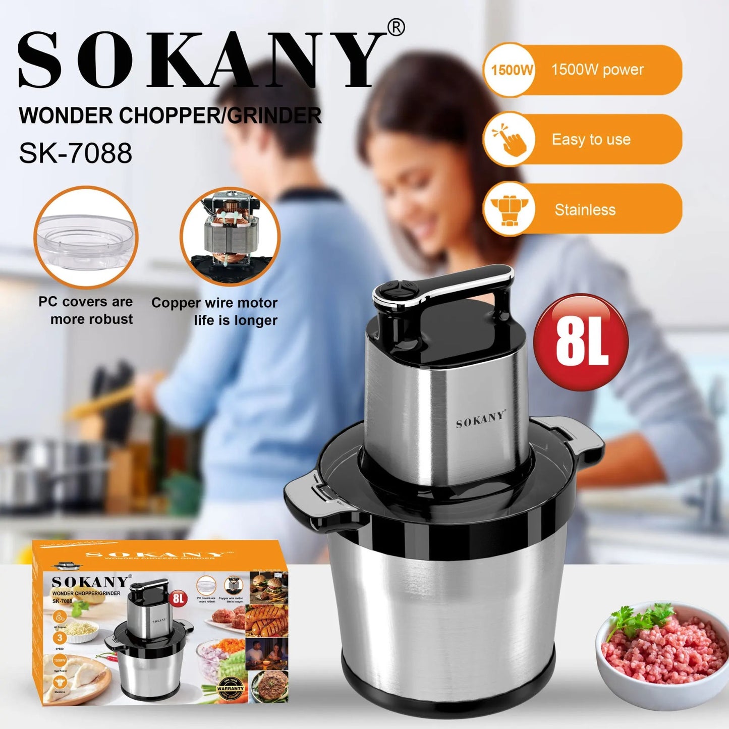 procesador de alimentos 8L /SK-7088/ /1500W/