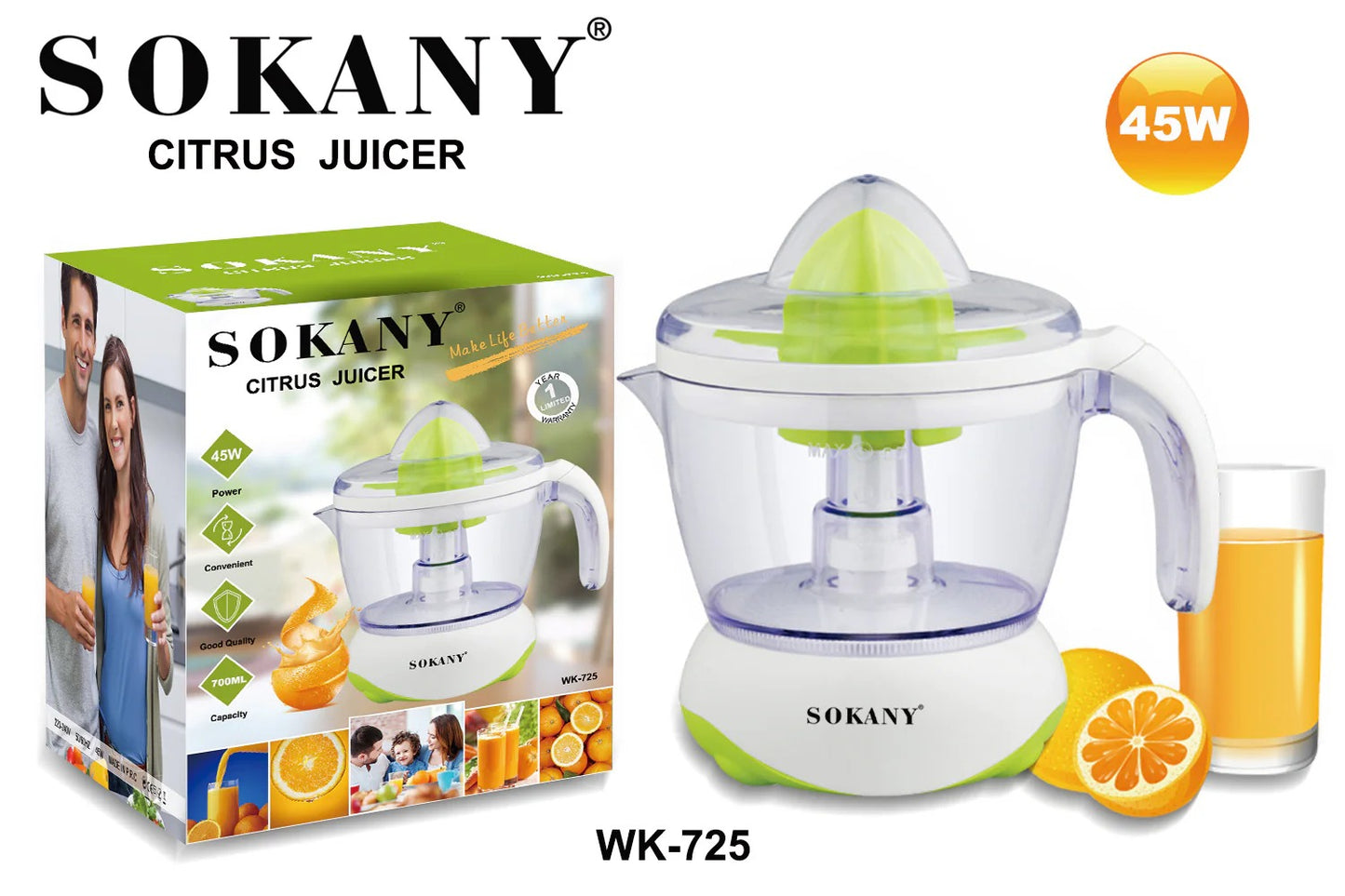 exprimidor de ctricos wk-725 (700ml/45w)