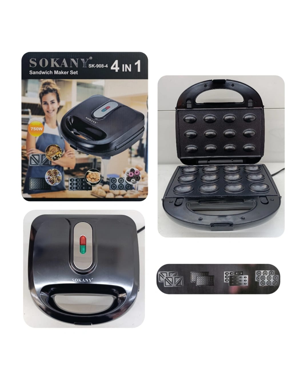 SANDWICHERA 4 EN 1  SK-908-4 (750W)