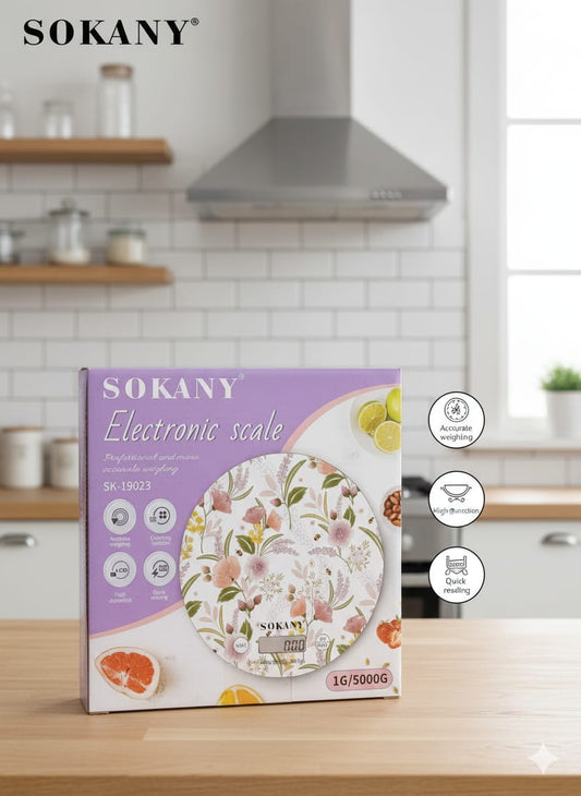 Báscula Digital SK-19023 — Precisión con un toque de estilo floral