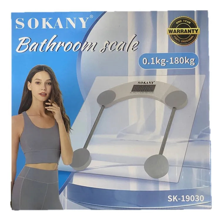 Balanza Digital Sokany | Peso Corporal Transparente | Báscula Blanca | Sokany Costa Rica