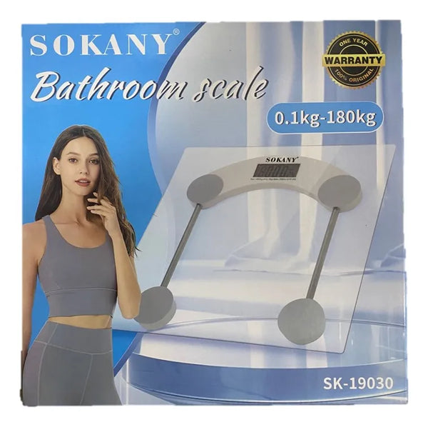 Balanza Digital Sokany | Peso Corporal Transparente | Báscula Blanca | Sokany Costa Rica