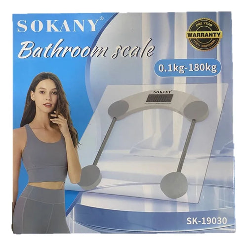 Balanza Digital Sokany | Peso Corporal Transparente | Báscula Blanca | Sokany Costa Rica
