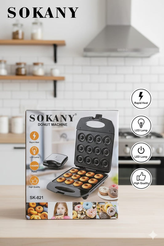 Máquina de Donas Sokany |SK-821| 1400w| Antiadherente|