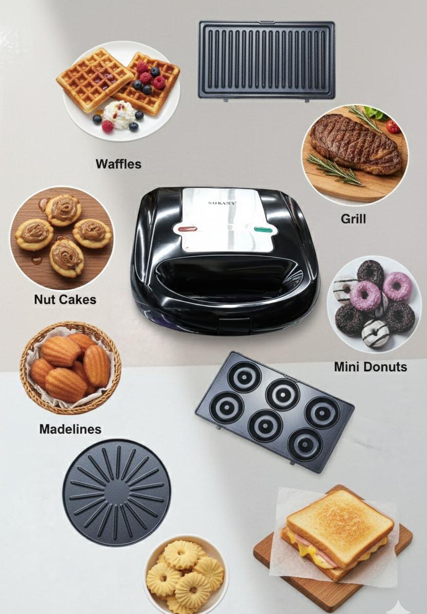 Sandwichera| 7 en 1 | SK-B907| Versatilidad total en tu cocina | 750w |