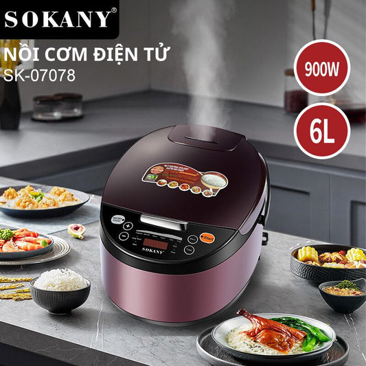 Olla de Cocimiento Lento Sokany SK-07078 | Slow Cooker Eléctrica 3 Niveles | Sokany Costa Rica